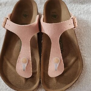 Birkenstock Gizeh Vegan Canvas Thong Pink Sandals Size 7 Preowned